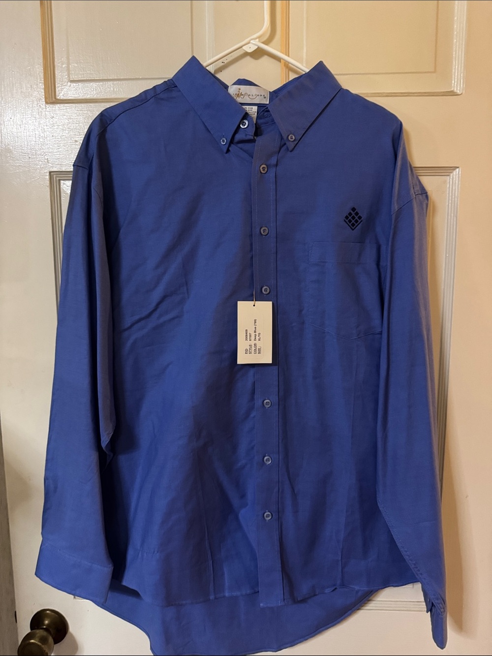 Men's Button-Down Dress Shirt in Royal Blue with Subtle Logo